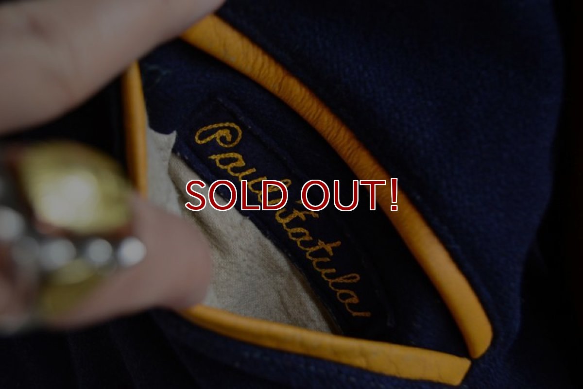 画像8: 1960s-70s THE STANDARD PENNANT CO 袖レザースタジャン　 チェーン刺繍　 実寸ML  (8)