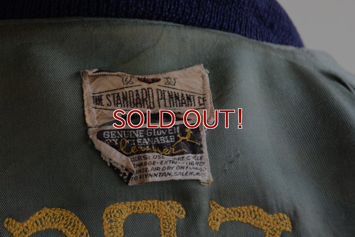 画像20: 1960s-70s THE STANDARD PENNANT CO 袖レザースタジャン　 チェーン刺繍　 実寸ML  (20)