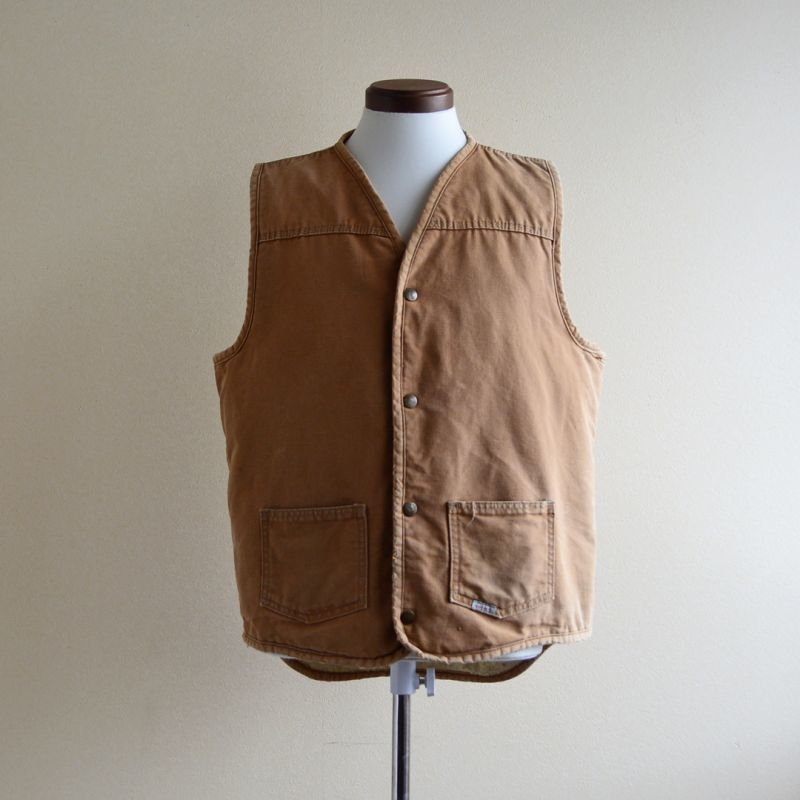 Carhartt ダック地 ボアベスト ブラウン 1970s Carhartt ダックボアベスト 表記LT - 古着屋HamburgCafe