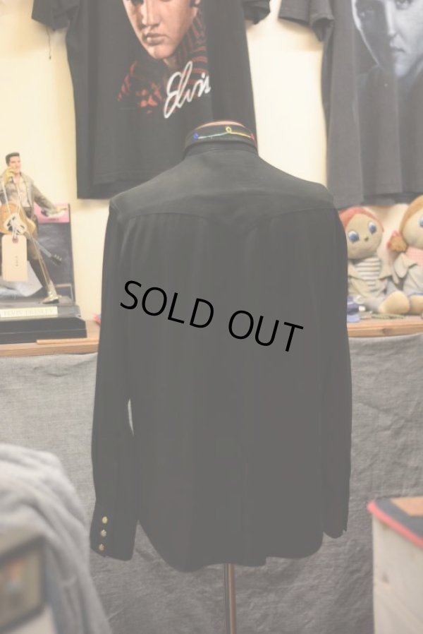 画像4: 1950s LasVegas ブラックレーヨン刺繍ウエスタンシャツ　 実寸M 