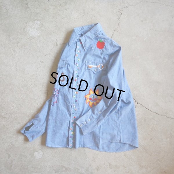 画像5: 1970s Sears 刺繍シャンブレーウエスタンシャツ　 表記L 