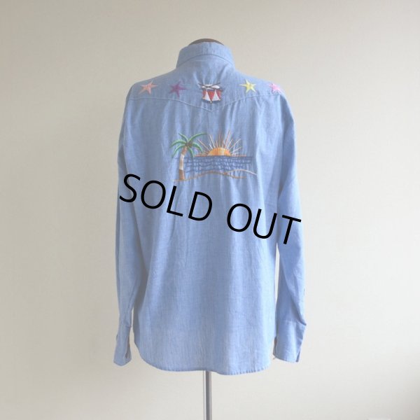 画像3: 1970s Sears 刺繍シャンブレーウエスタンシャツ　 表記L 