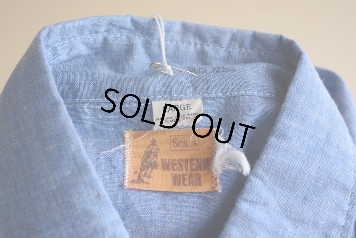 画像13: 1970s Sears 刺繍シャンブレーウエスタンシャツ　 表記L  (13)