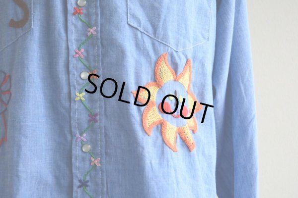 画像7: 1970s Sears 刺繍シャンブレーウエスタンシャツ　 表記L 