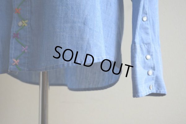 画像8: 1970s Sears 刺繍シャンブレーウエスタンシャツ　 表記L 