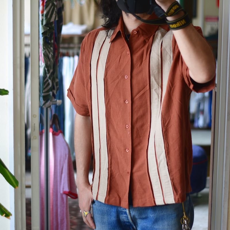 画像1: HAVANA SHIRT Co. ラインデザインレーヨンシャツ　 表記L 