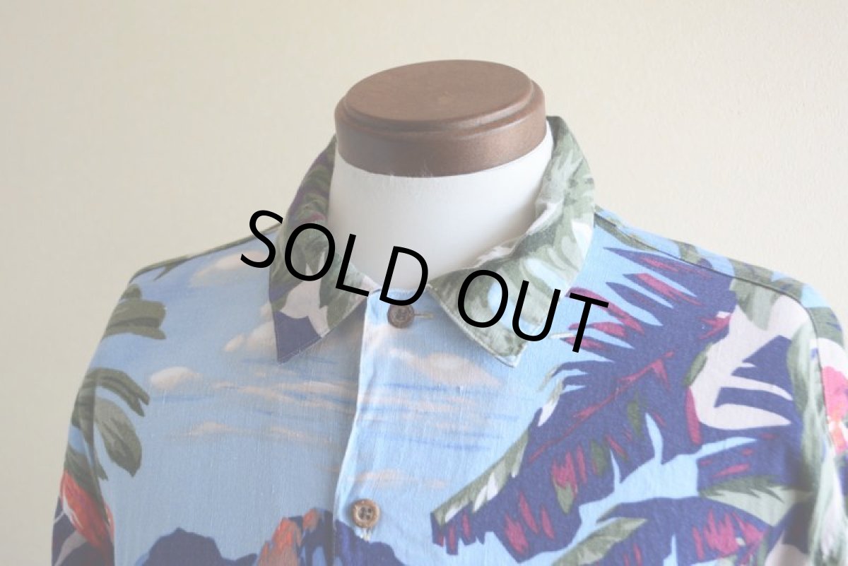 画像5: NAUTICA フラガール柄アロハシャツ　 LINEN×RAYON　 表記M  (5)