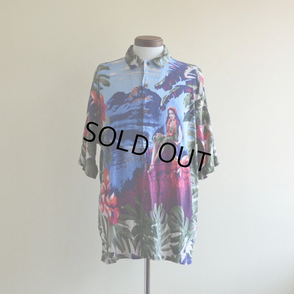 画像1: NAUTICA フラガール柄アロハシャツ　 LINEN×RAYON　 表記M  (1)