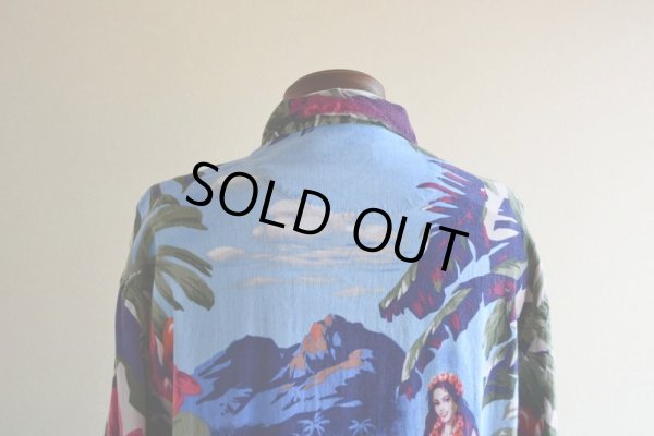 画像10: NAUTICA フラガール柄アロハシャツ　 LINEN×RAYON　 表記M 