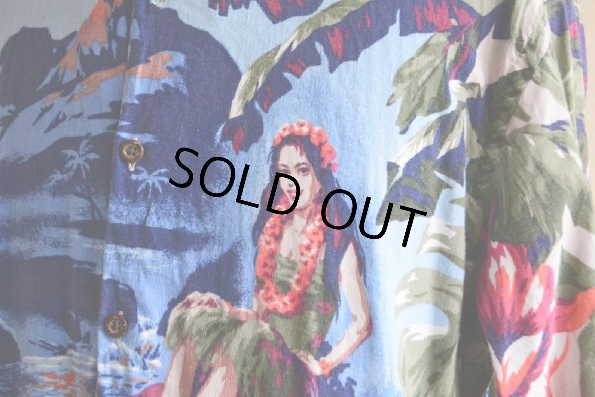 画像7: NAUTICA フラガール柄アロハシャツ　 LINEN×RAYON　 表記M  (7)