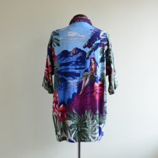 画像3: NAUTICA フラガール柄アロハシャツ　 LINEN×RAYON　 表記M  (3)