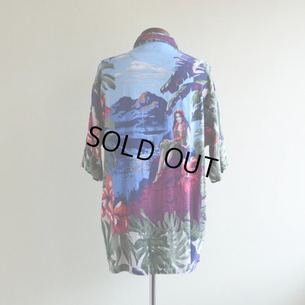 画像3: NAUTICA フラガール柄アロハシャツ　 LINEN×RAYON　 表記M 