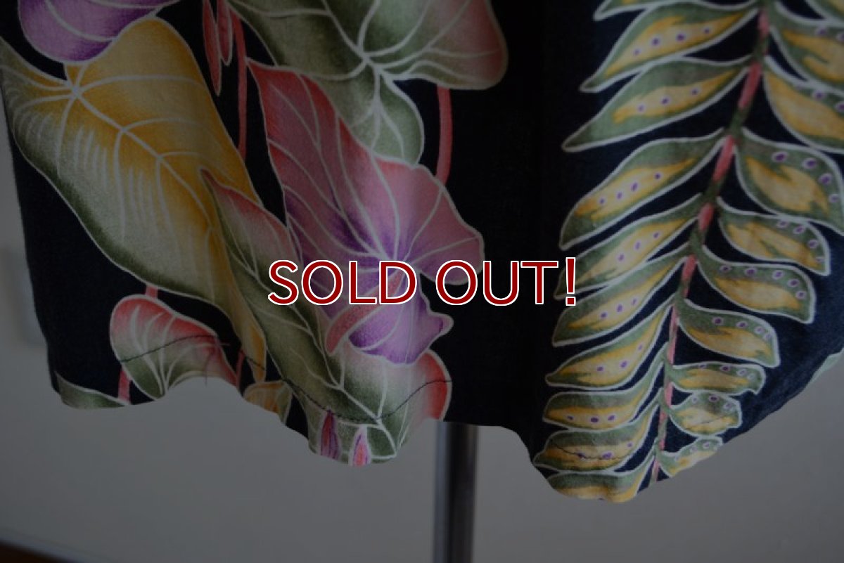 画像9: HILO HATTIE ボーダーパターンアロハシャツ　 COTTON×RAYON　 実寸L-XL  (9)