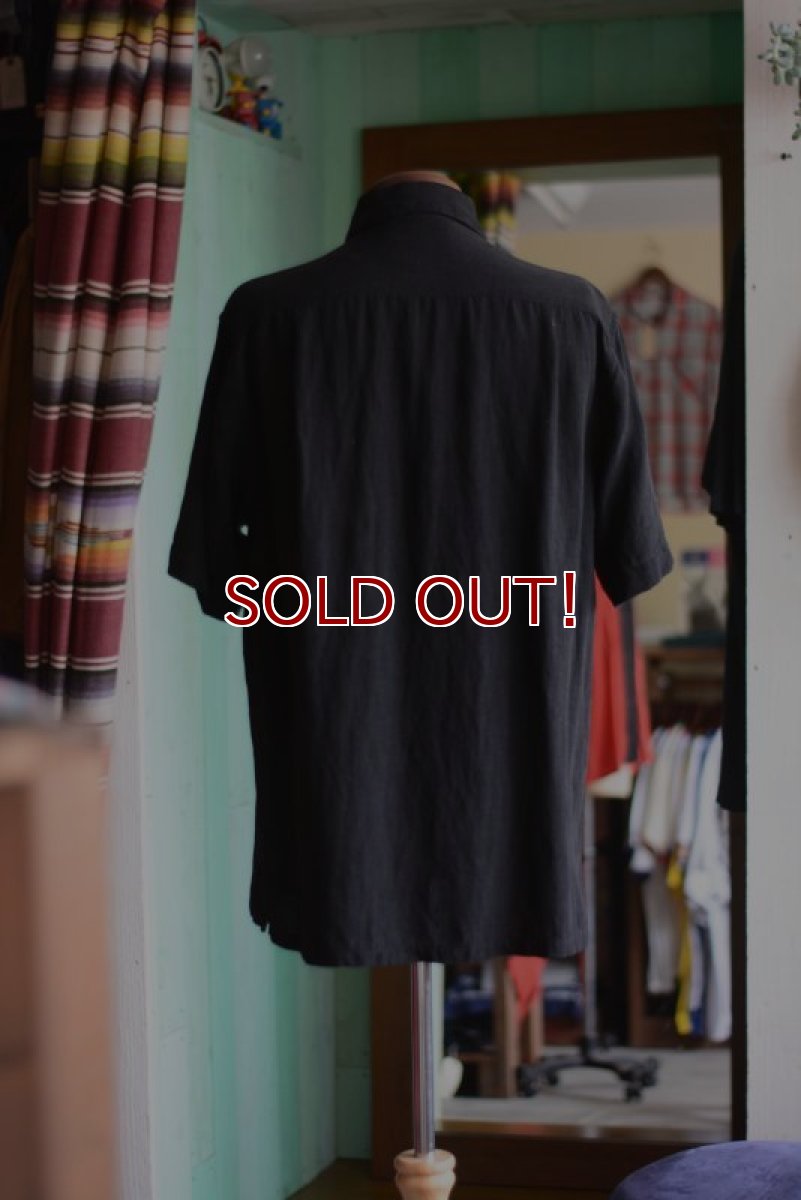 画像3: SILK×LINEN S/S SHIRT　 BLK×PNK　 表記M　 [HamburgCafe ORIGINAL RE-MAKE]  (3)