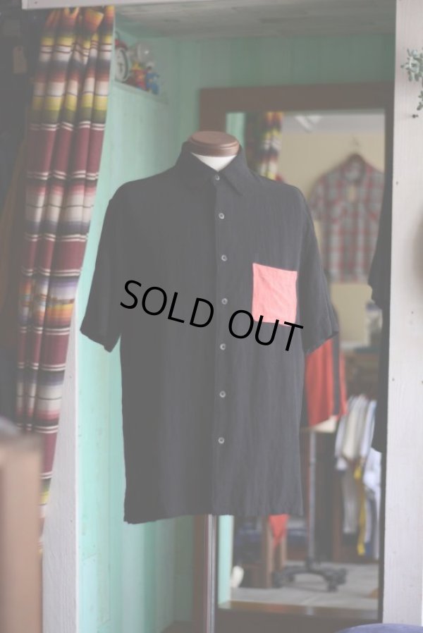 画像2: SILK×LINEN S/S SHIRT　 BLK×PNK　 表記M　 [HamburgCafe ORIGINAL RE-MAKE] 