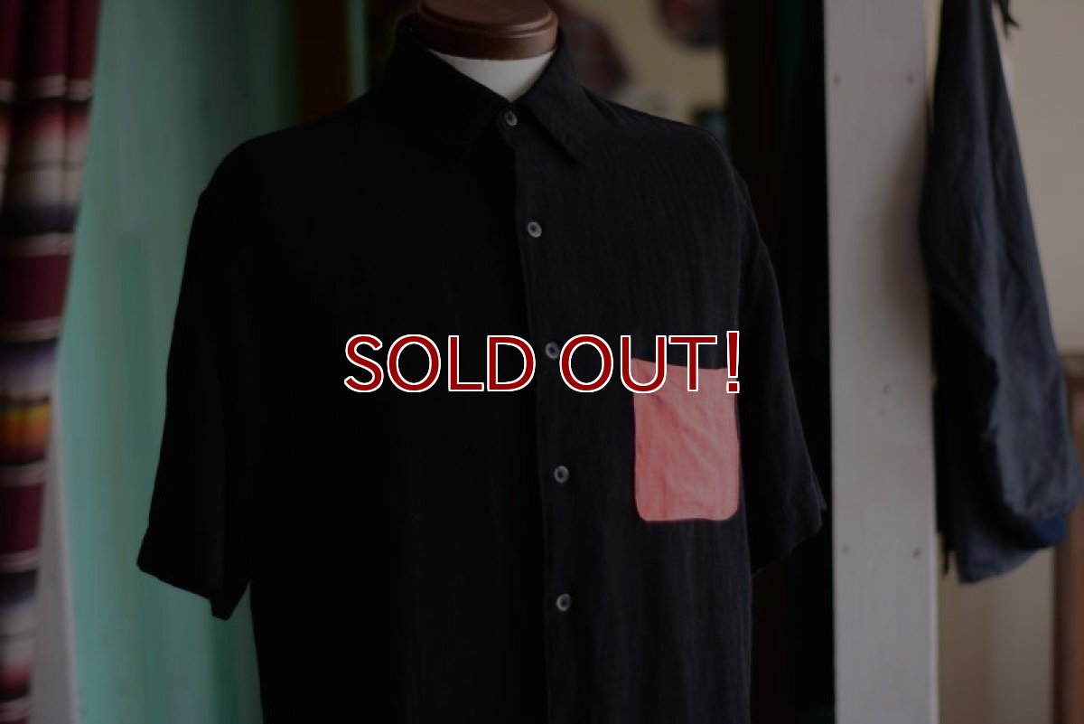 画像5: SILK×LINEN S/S SHIRT　 BLK×PNK　 表記M　 [HamburgCafe ORIGINAL RE-MAKE]  (5)