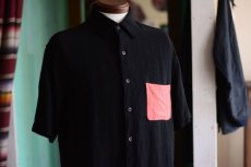 画像5: SILK×LINEN S/S SHIRT　 BLK×PNK　 表記M　 [HamburgCafe ORIGINAL RE-MAKE]  (5)