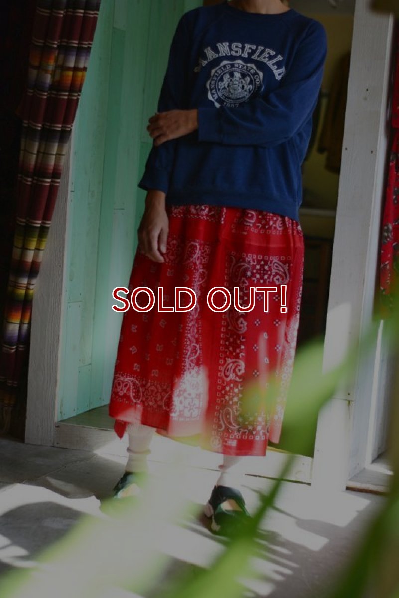 画像1: VINTAGE Bandana Skirt /RED　 [HamburgCafe ORIGINAL RE-MAKE]  (1)
