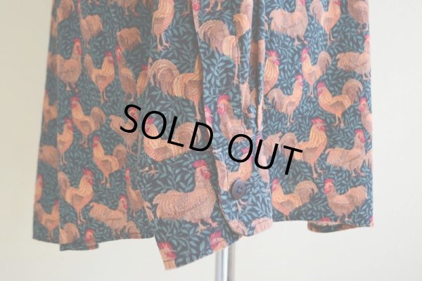 画像10: ニワトリ柄コットンシャツ  実寸L