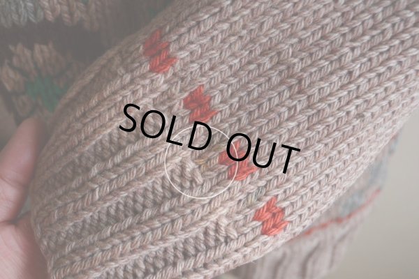 画像15: 1950s クラシックカー柄カウチンセーター  LIGHTNING ZIP コの字留め  実寸M