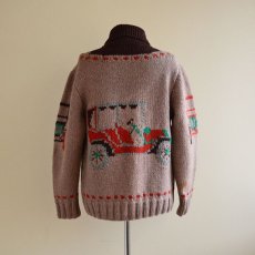 画像3: 1950s クラシックカー柄カウチンセーター　 LIGHTNING ZIP コの字留め　 実寸M  (3)