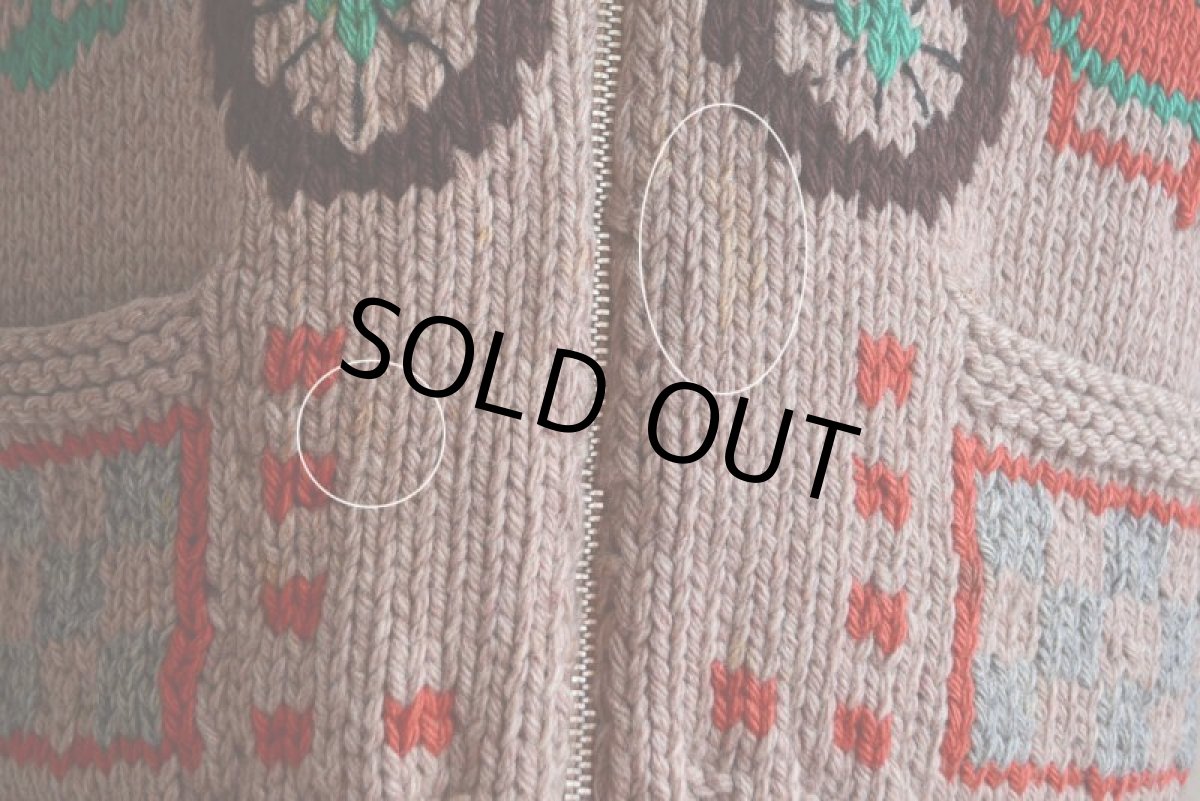 画像13: 1950s クラシックカー柄カウチンセーター　 LIGHTNING ZIP コの字留め　 実寸M  (13)