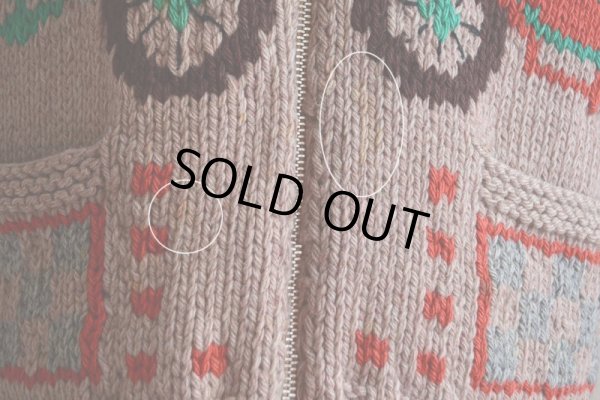 画像13: 1950s クラシックカー柄カウチンセーター  LIGHTNING ZIP コの字留め  実寸M