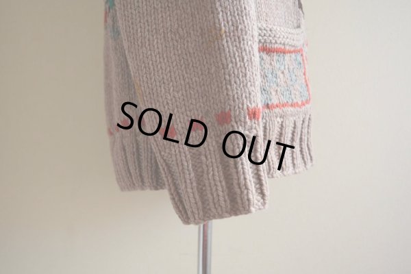 画像9: 1950s クラシックカー柄カウチンセーター  LIGHTNING ZIP コの字留め  実寸M