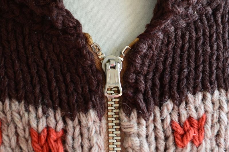 1950s クラシックカー柄カウチンセーター LIGHTNING ZIP コの字留め