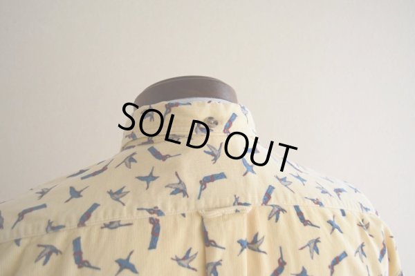 画像9: 1980s ALAN FLUSSER チンスト付きプリントコーデュロイシャツ　 表記M 