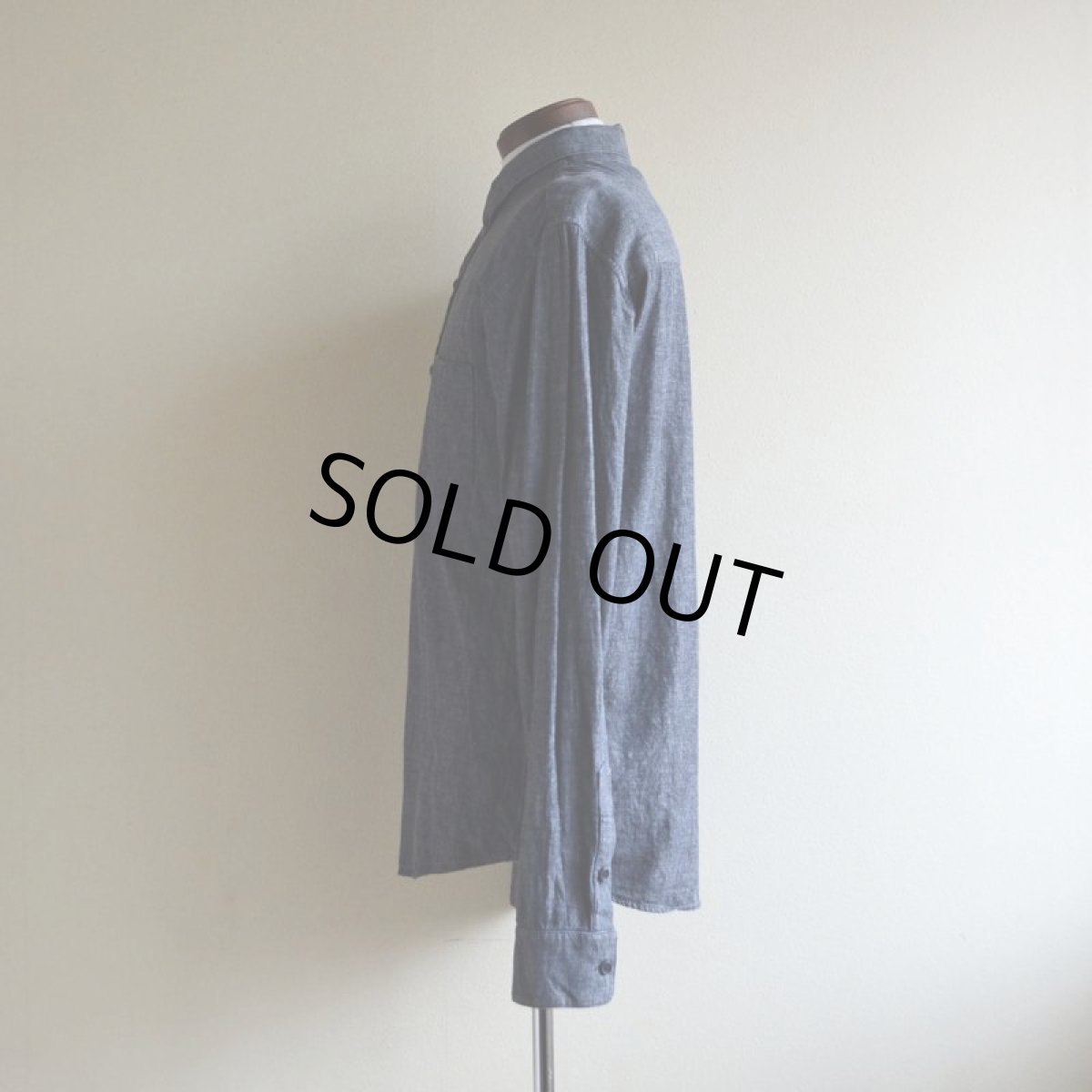 画像4: WELCOME STRANGER ブラックシャンブレー BDシャツ　 COTTON×LINEN　 表記M  (4)