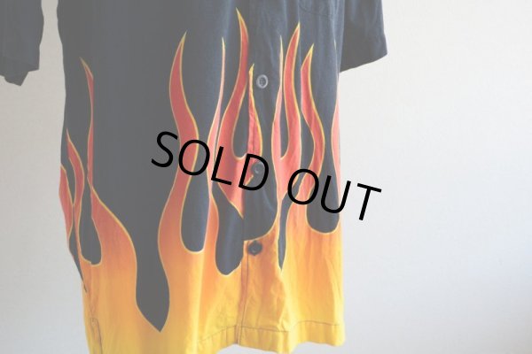 画像8: DAVID CAREY ファイヤーパターン 半袖シャツ  COTTON×RAYON  表記L