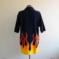 画像3: DAVID CAREY ファイヤーパターン 半袖シャツ　 COTTON×RAYON　 表記L  (3)