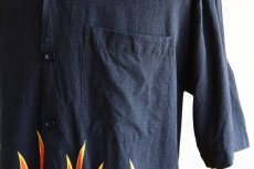 画像7: DAVID CAREY ファイヤーパターン 半袖シャツ　 COTTON×RAYON　 表記L  (7)