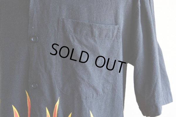 画像7: DAVID CAREY ファイヤーパターン 半袖シャツ  COTTON×RAYON  表記L