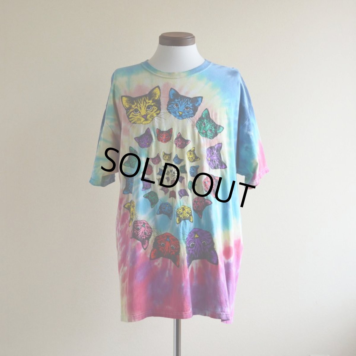 画像1: 猫タイダイTシャツ　 表記XL  (1)