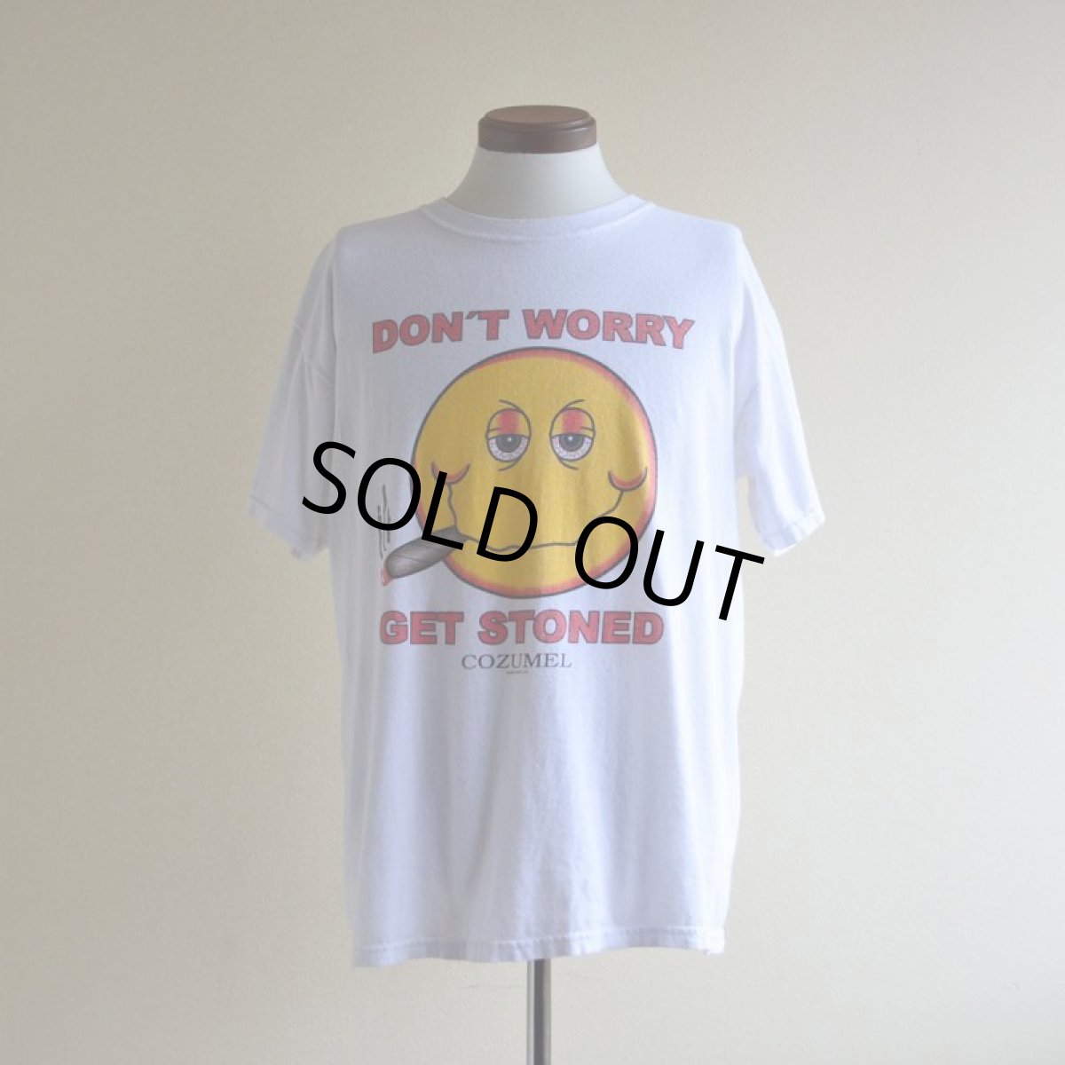 画像1: 1990s〜 DON’T WORRY GET STONED スマイルTシャツ　 実寸L  (1)