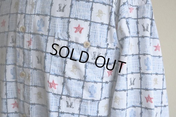 画像8: 1990s BARN FLY ウエスタン柄コットンBDシャツ  表記L