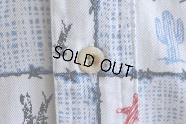 画像7: 1990s BARN FLY ウエスタン柄コットンBDシャツ  表記L