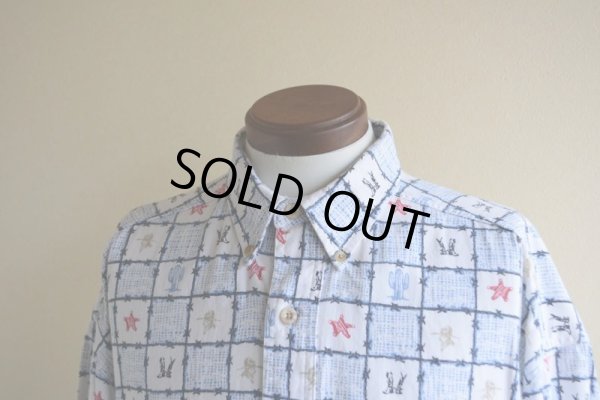 画像6: 1990s BARN FLY ウエスタン柄コットンBDシャツ  表記L