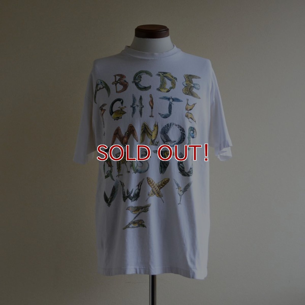 画像1: 1990s BIRD ALPHABET Tシャツ　 実寸L  (1)