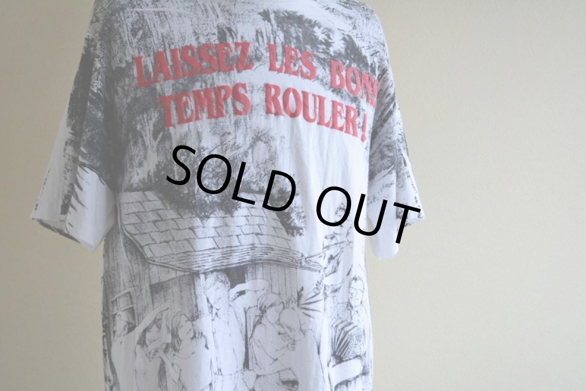 画像7: 1990s LAISSEZ LES BONS TEMPS ROULER 総柄プリントTシャツ　 MADE IN USA　 表記L  (7)