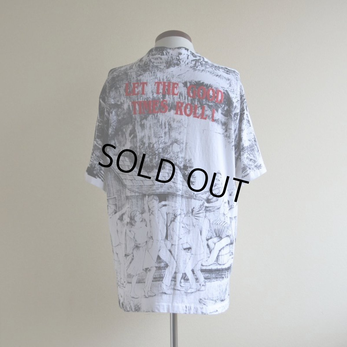 画像3: 1990s LAISSEZ LES BONS TEMPS ROULER 総柄プリントTシャツ　 MADE IN USA　 表記L  (3)