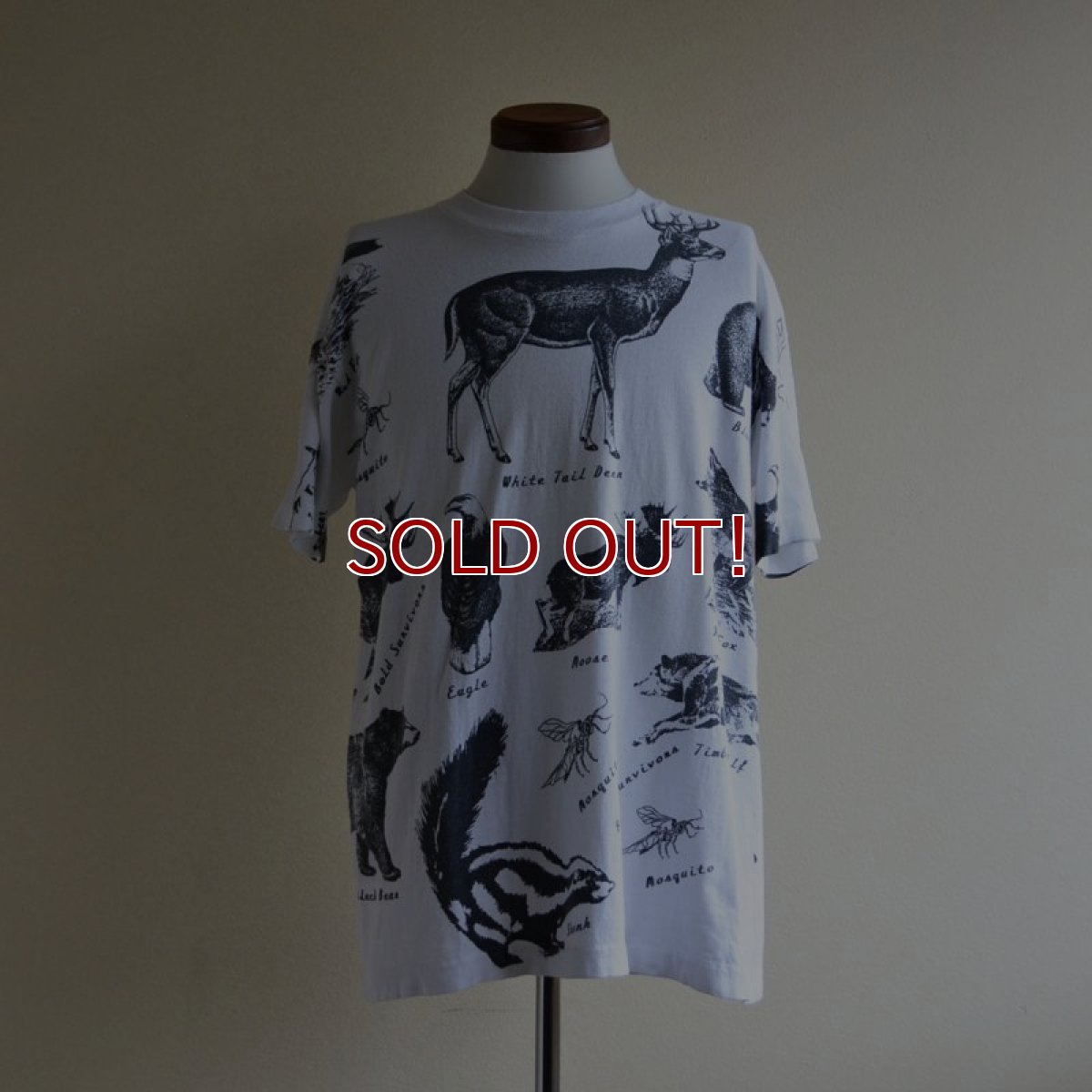 画像1: 1990s アニマルプリント 総柄Tシャツ　 MADE IN USA　 表記L  (1)
