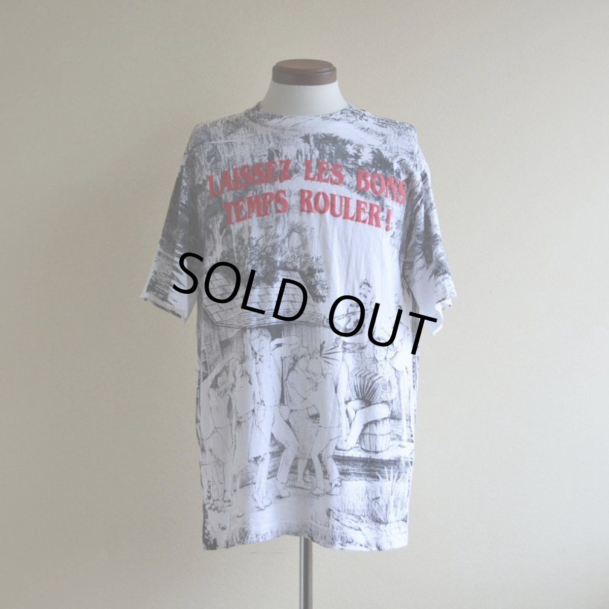 画像1: 1990s LAISSEZ LES BONS TEMPS ROULER 総柄プリントTシャツ　 MADE IN USA　 表記L  (1)