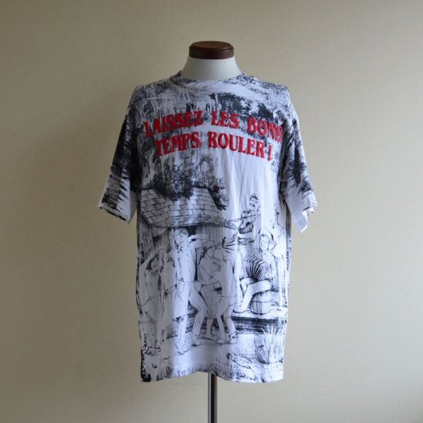 画像1: 1990s LAISSEZ LES BONS TEMPS ROULER 総柄プリントTシャツ　 MADE IN USA　 表記L 