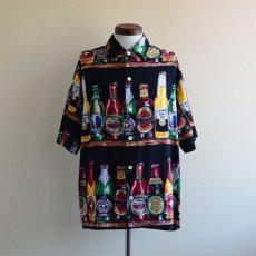 画像1: 1990s ビール柄 コットンシャツ　 MADE IN USA　 表記L  (1)