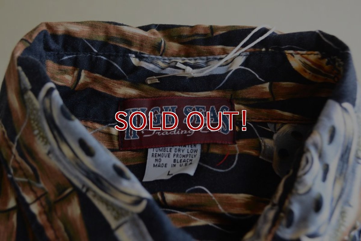 画像5: 1990s HIGH SEAS フライフィッシング柄 コットンシャツ　 MADE IN USA　 表記L  (5)
