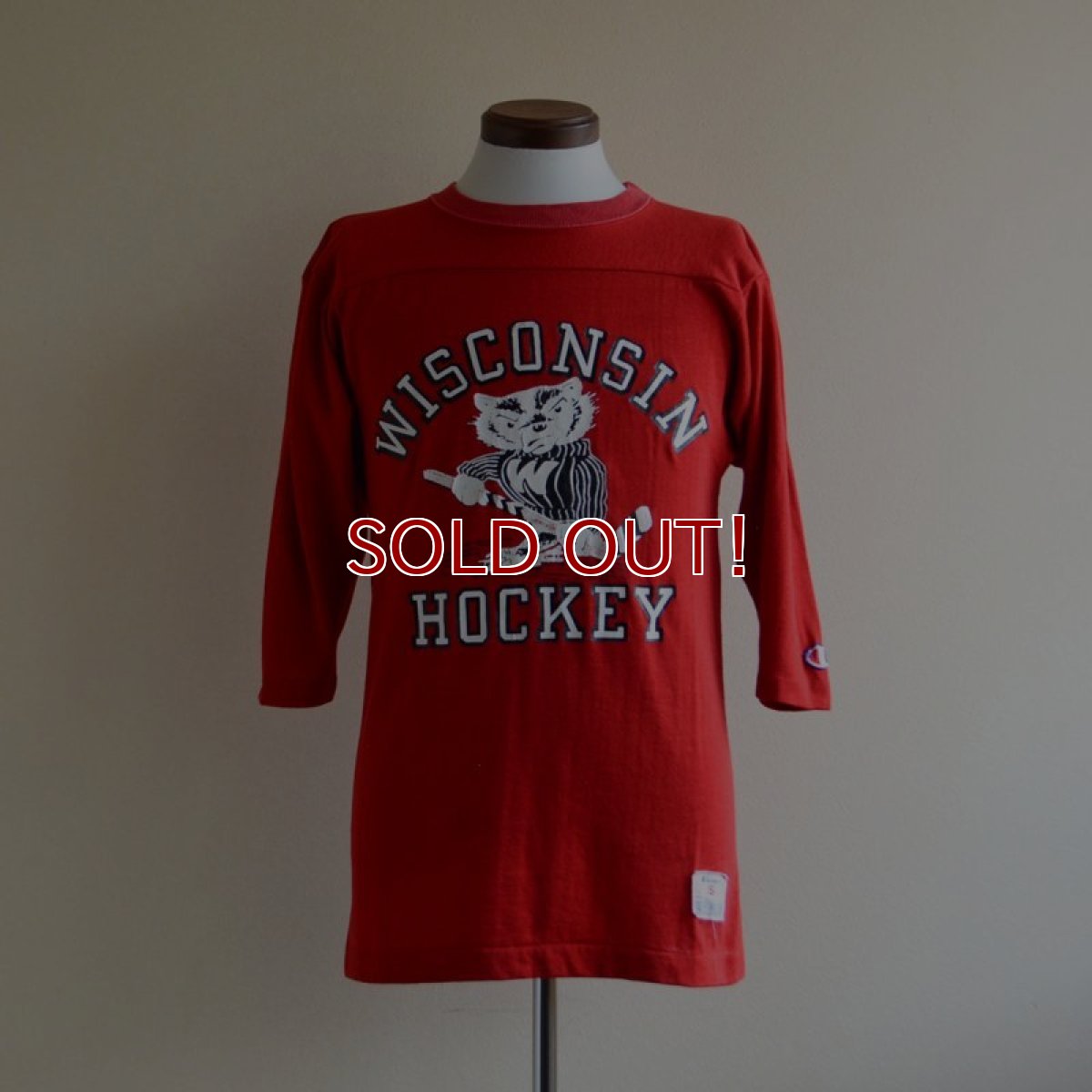 画像1: 1980s Champion フットボールTシャツ　 WISCONSIN HOCKEY　 表記S  (1)