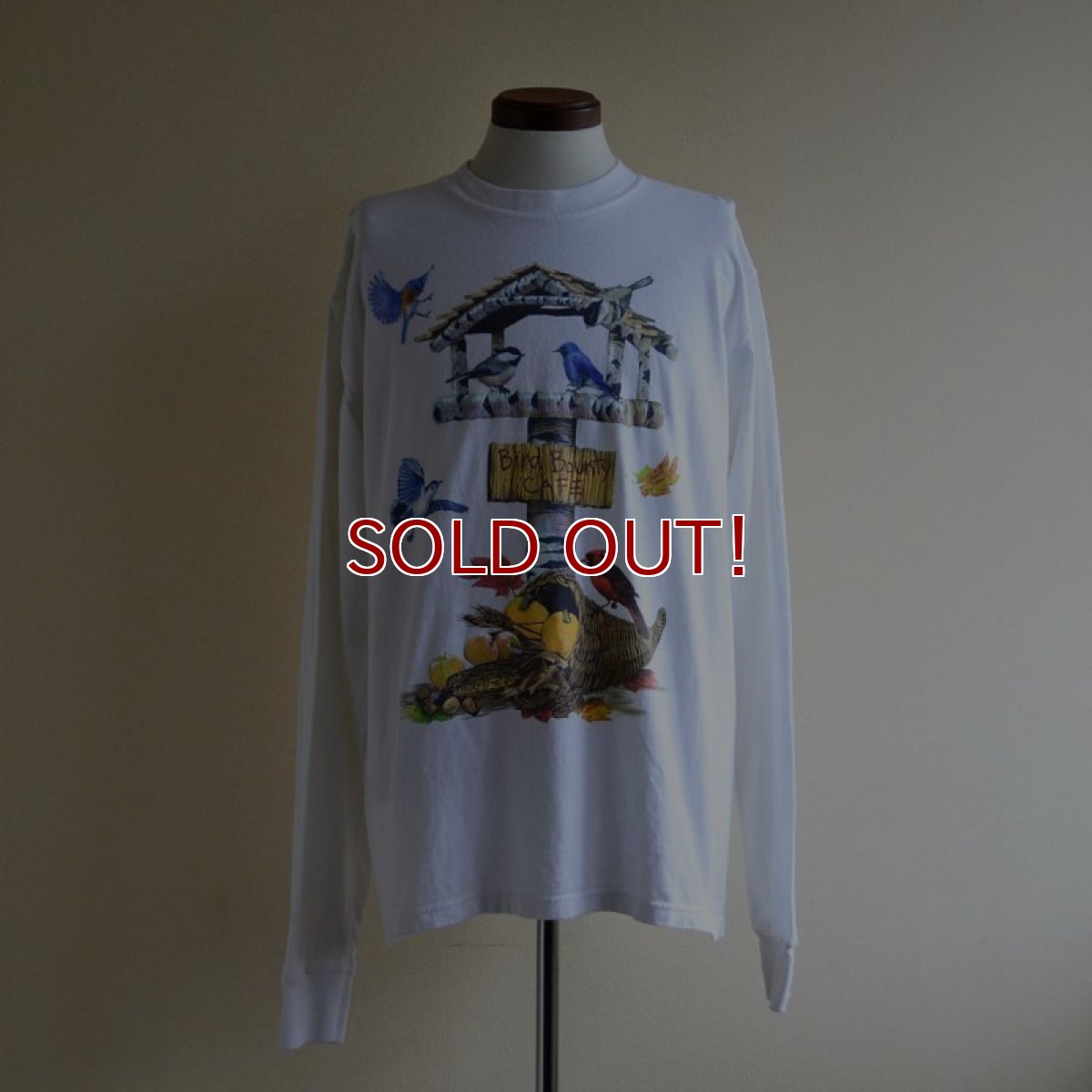 画像1: 2000s Bird Bounty CAFE L/S Tシャツ　 表記L  (1)